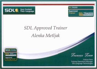 SDL Trados certificiran predavatelj za SDL Trados Studio 2009